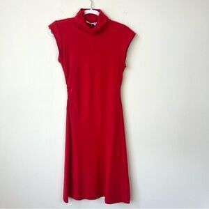 Diane von Furstenberg Red Wool Turtleneck Knee Length Dress